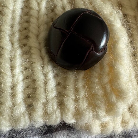 NILI LOTAN 100% PERUVIAN WOOL CHUNKY CABLE KNIT CARDIGAN HAND KNIT VINTAGE STYLE - Picture 4 of 10